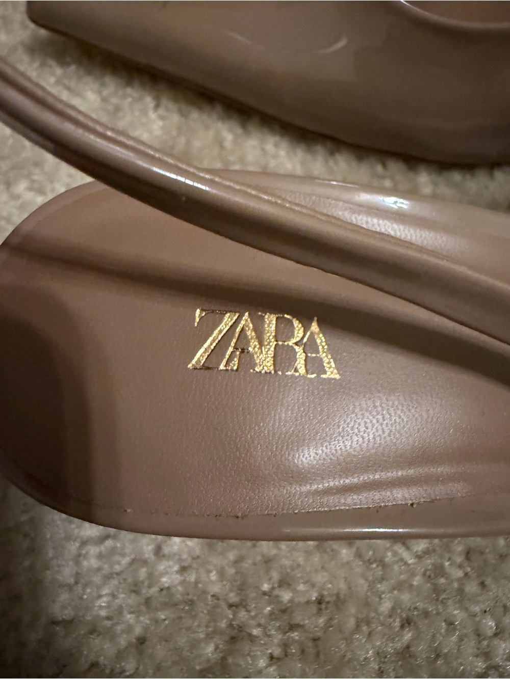 Zara Patent Pointed Slingback Kitten Heels in Taupe - Picture 2 of 5